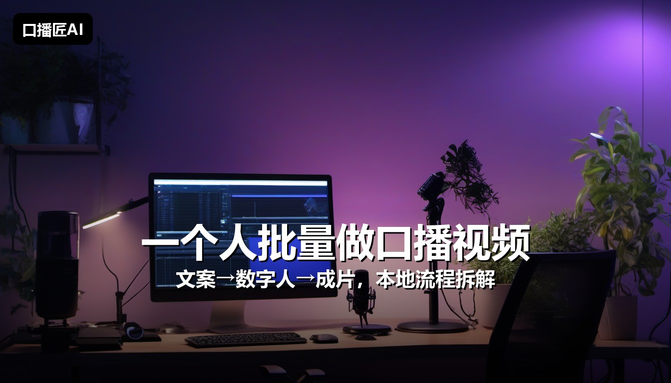 一个人批量做口播视频:文案→数字人→成片的本地流程